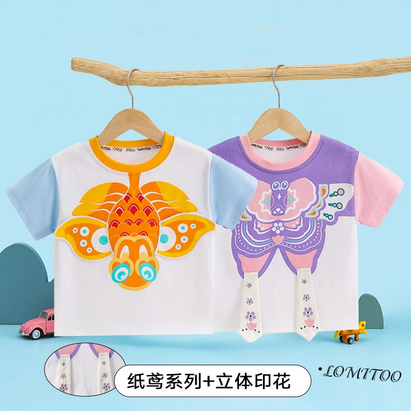 【洛儿妈专属】2025夏季新款儿童国风时尚百搭圆领T恤  4T195