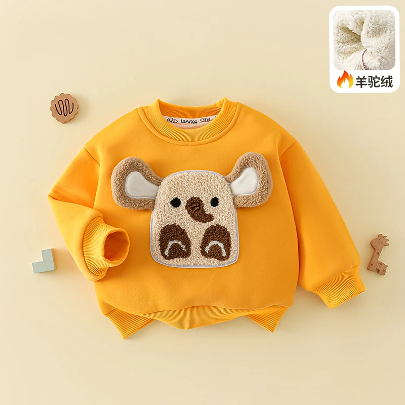 【洛儿妈专属】2024冬季新款可爱卡通刺绣加绒加厚卫衣4W270-1