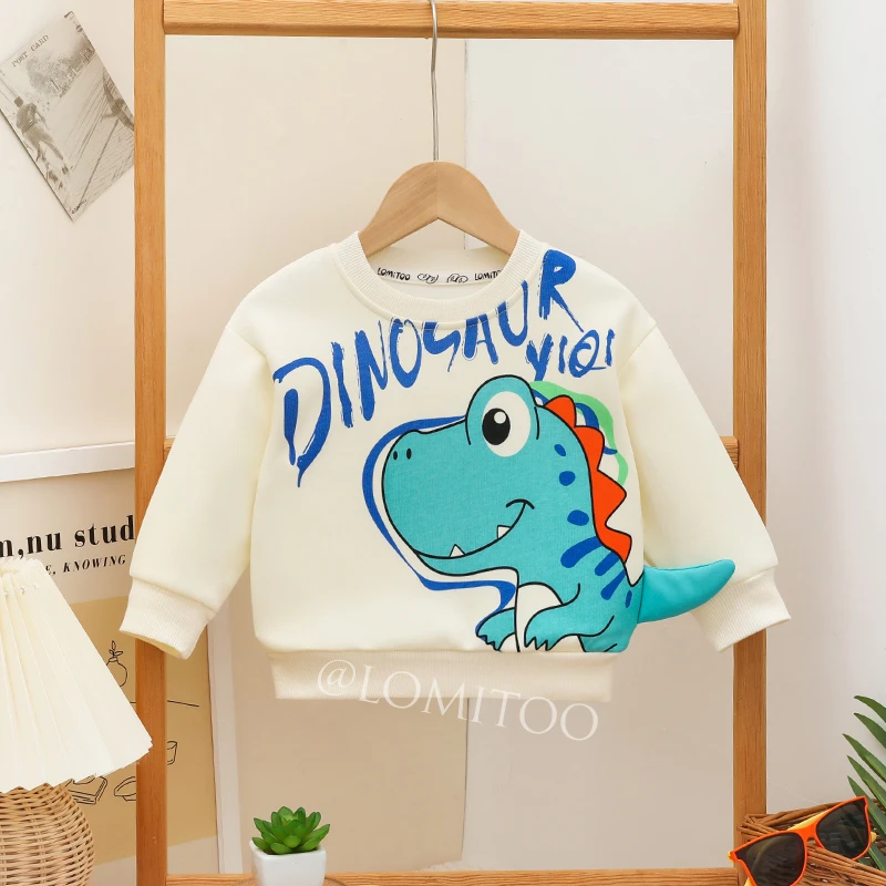 lomitoo/洛米兔2023秋季新款儿童百搭款卫衣立体尾巴恐龙卫衣9034
