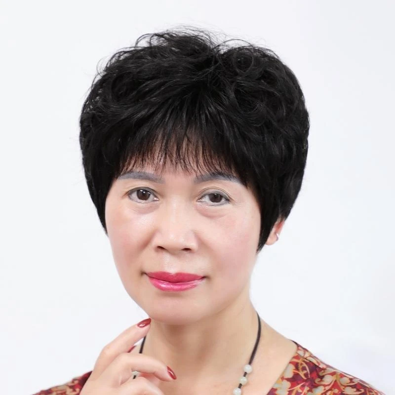 中老年假发真发全真人发全头套50到70岁妈妈化疗光头黑色假发套女