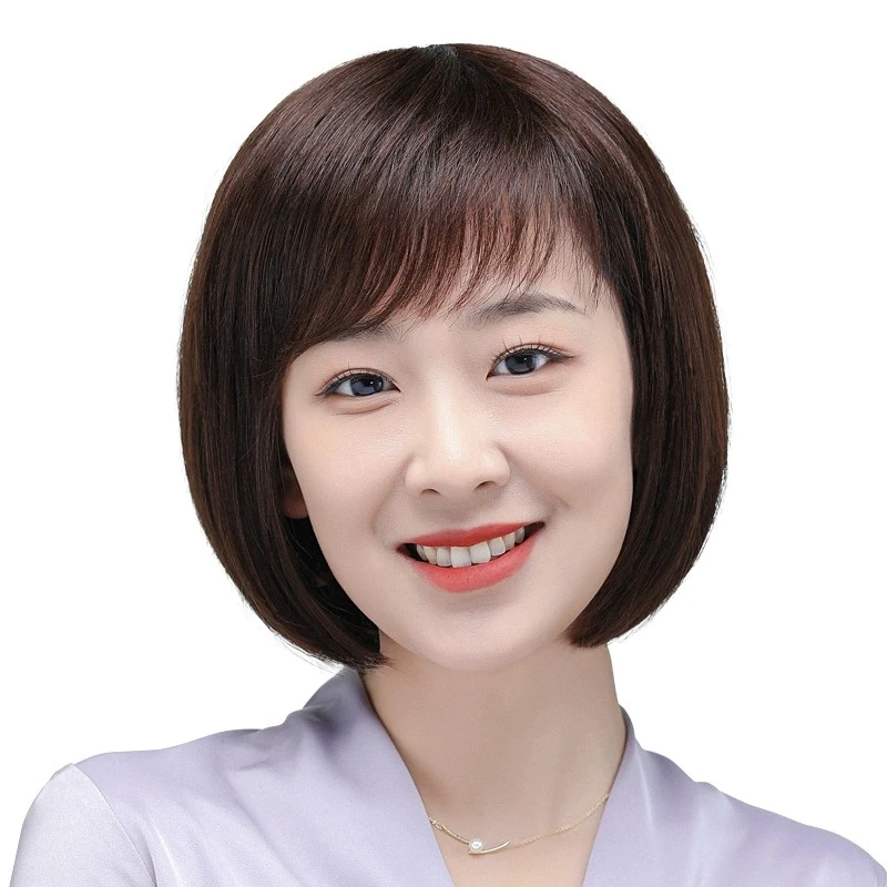 假发女全头套真发假发全真人发短发自然减龄波波头整顶假发套轻薄