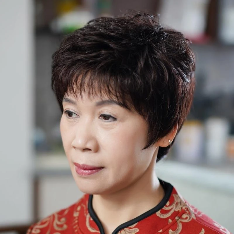 中老年假发真发短卷发高档全真人发丝假发头套妈妈光头专用全头套