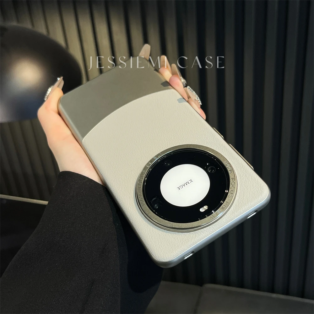 大孔镜头圈-适用华为mate70pro手机壳50/40/60素皮拼接防摔全包