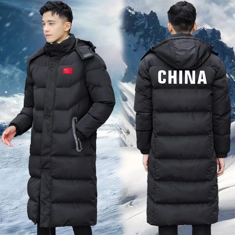 中国队运动员冬训大衣男女长款过膝运动棉衣冬季加厚棉服训练外套