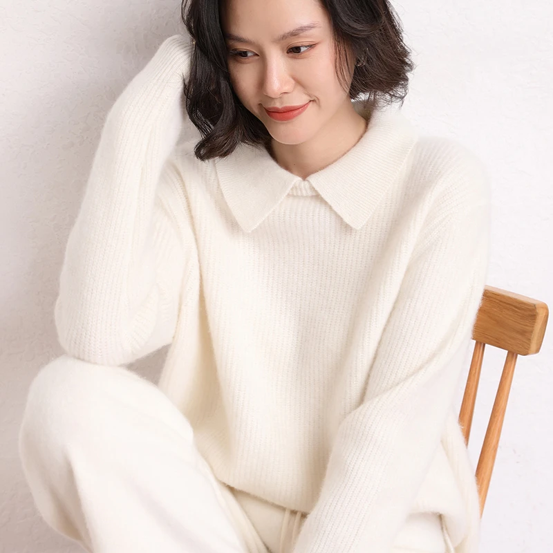 鄂尔佳™纯山羊绒羊毛针织衫潮牌时尚气质休闲百搭长袖纯色加厚