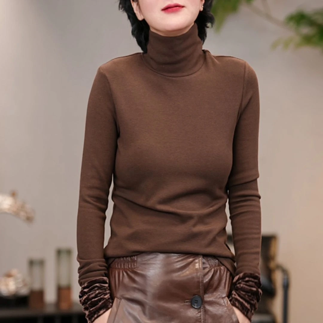 蚕贵妃/温柔如初新款细腻无压感高领打底T恤/209619