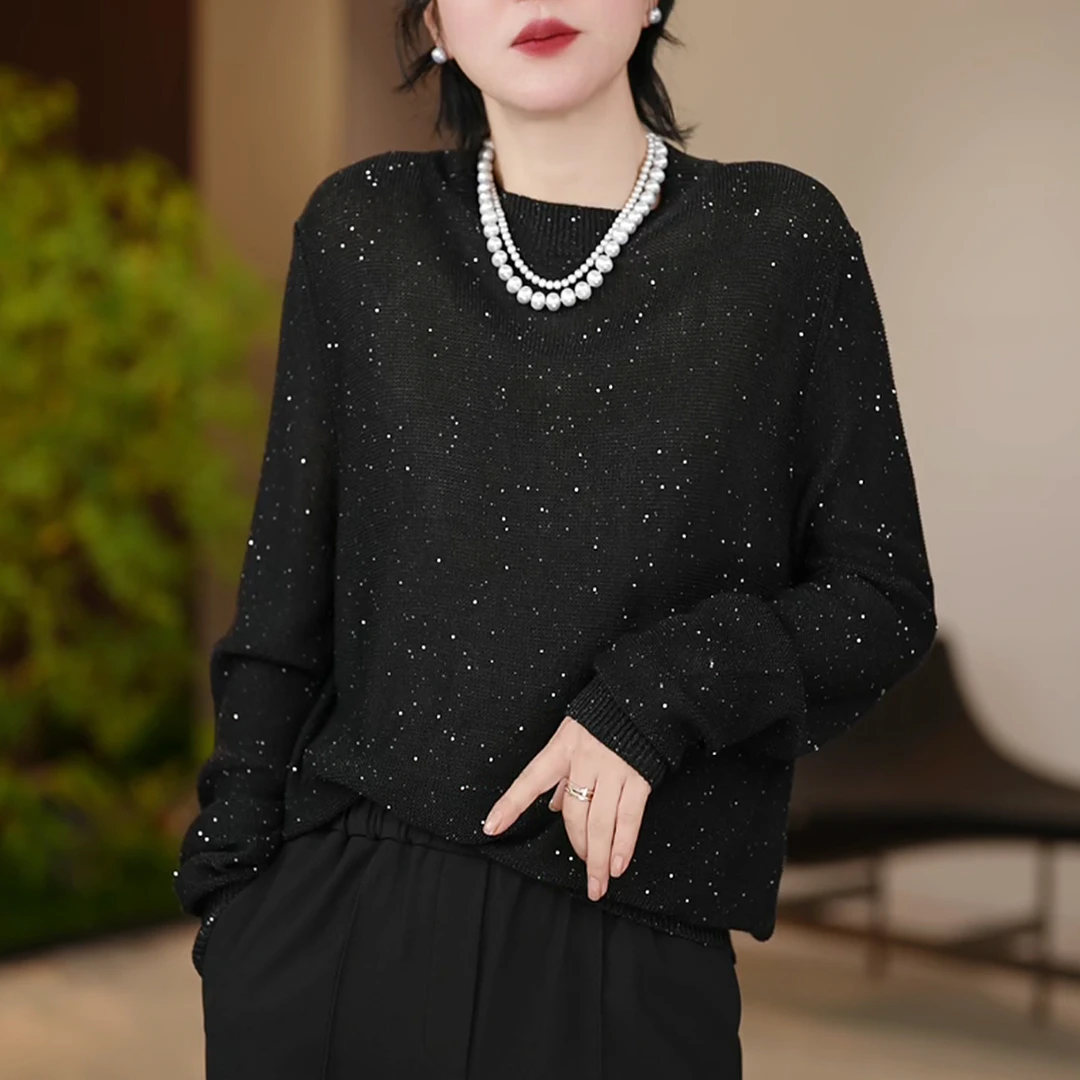 蚕贵妃/“星空璀璨”气质休闲百搭圆领针织衫/208126