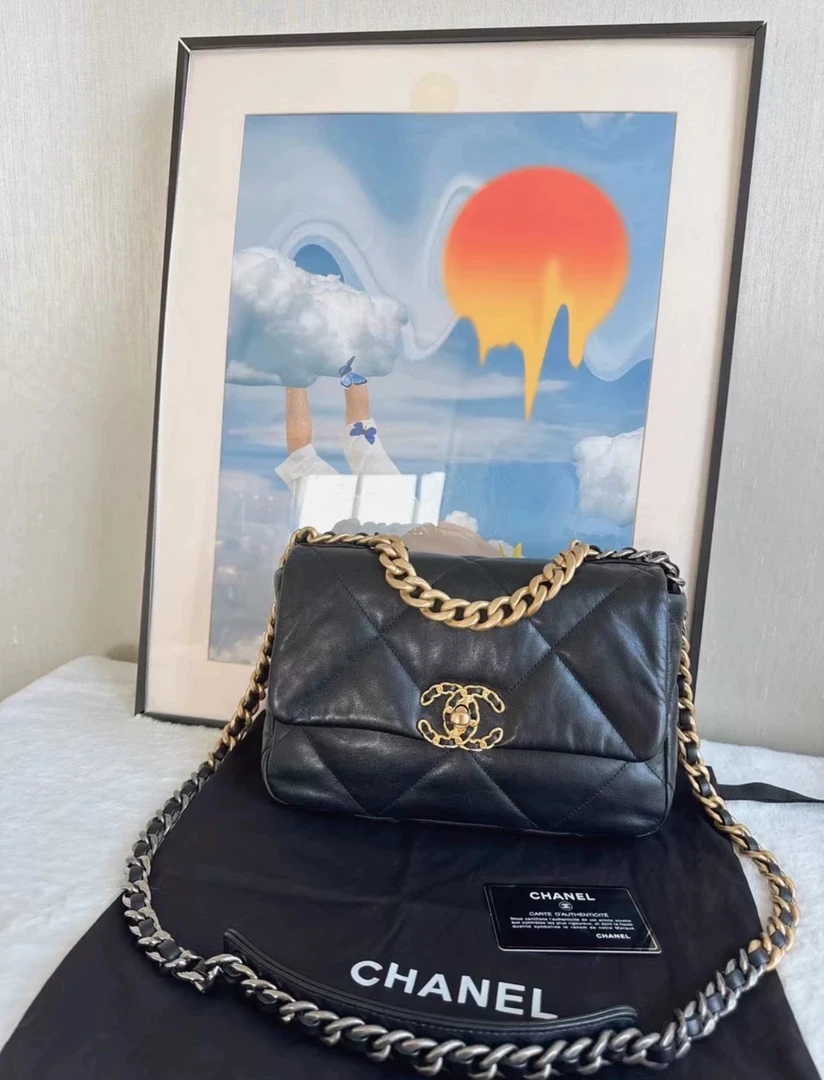 99新 Chanel/香奈儿 Chanel黑金19bag小号包包