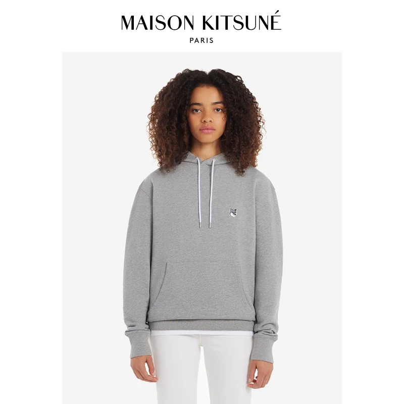 【折扣甄选】Maison Kitsune男女秋冬灰色狐狸头经典系列连帽卫衣