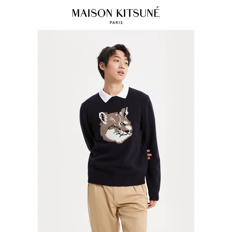 【折扣甄选】Maison Kitsune秋冬大狐狸头经典系列套头针织衫