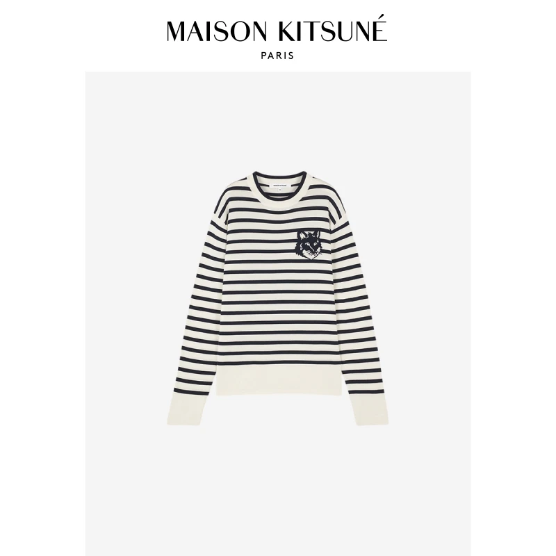 【魏大勋同款】Maison Kitsune大狐狸头条纹针织衫MM00803KT1102