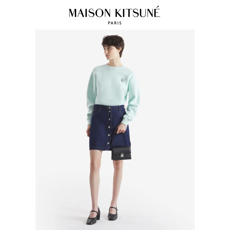 【折扣甄选】Maison Kitsune小狐狸女款 丹宁系列复古A字牛仔短裙
