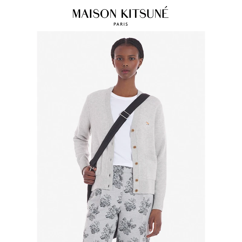 Maison Kitsune女款 春夏经典小狐狸简约针织开衫毛衣
