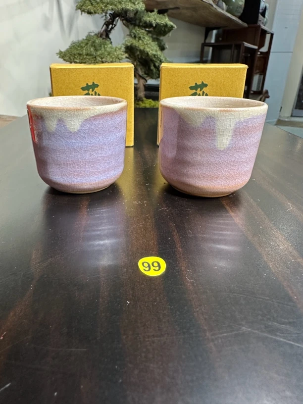 陶瓷杯萩烧紫萩渐变情侣复古紫色青瓷对杯手绘主人杯手工水杯茶杯