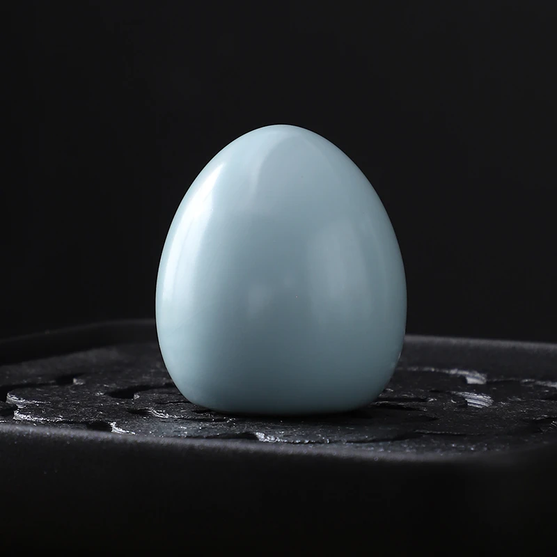 【西泠上新】汝窑茶叶蛋茶宠天蓝色中式开片茶玩高档茶道摆设HF