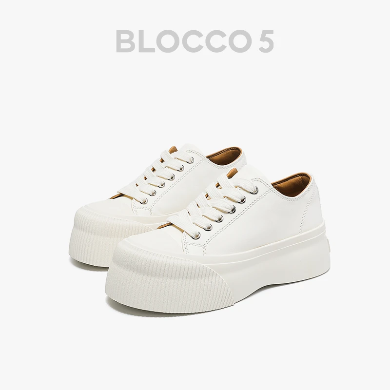 BLOCCO5女鞋24春夏运动时尚百搭厚底潮流圆头系带休闲鞋