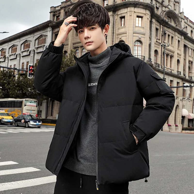 九江羽绒服2023新款休闲连帽加厚外套男保暖青少年轻薄羽绒服男款