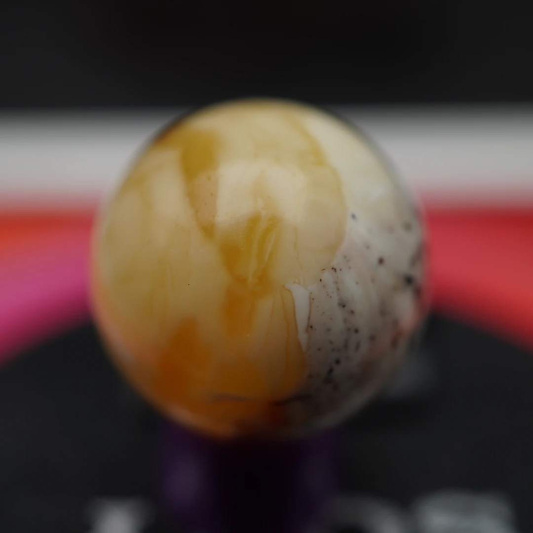 孤品15.3直径瑕疵蜜蜡珠植物包裹物皮纹皮线沁色表面光滑 编号291