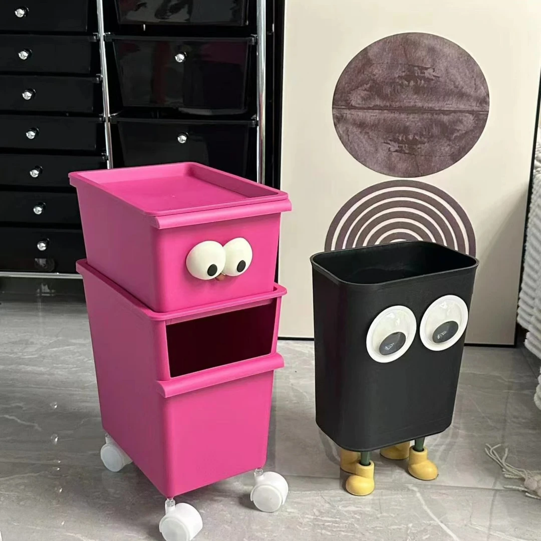 大眼萌仔垃圾桶diy高颜值客厅卧室大容量宿舍卫生间用可爱垃圾篓