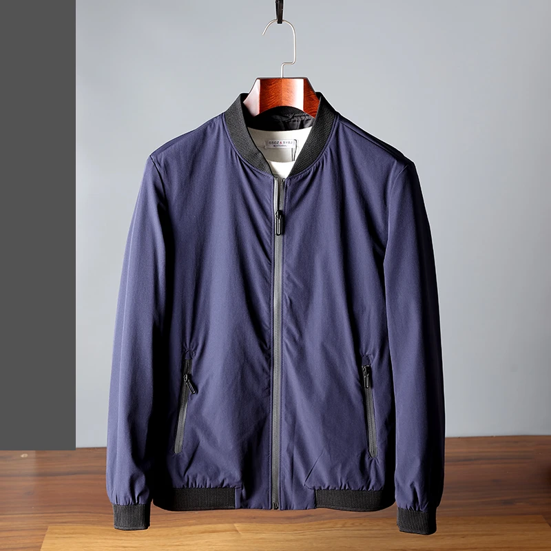 商务轻熟风休闲棒球领夹克男青年春秋季茄克衫薄 B1F0062