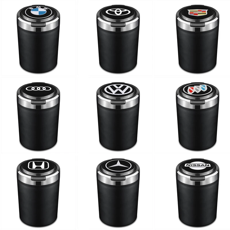 车载烟灰缸多功能创意时尚汽车内通用品带led氛围灯金属大全精美