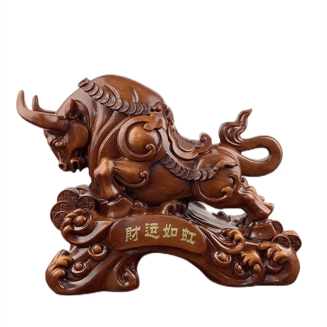 财运如虹牛摆件中式高档工艺品客厅办公室摆设送礼物（长50高43）