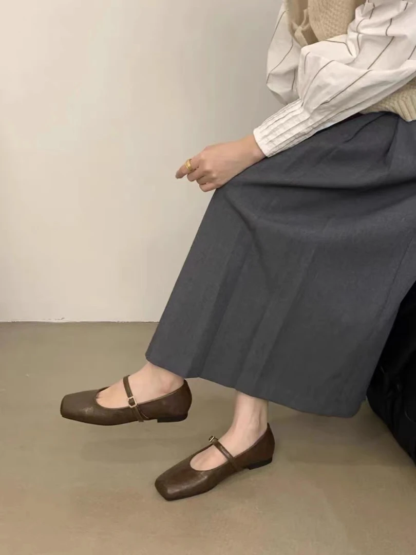 法式复古玛丽珍平底鞋2024夏秋季软底配裙子单鞋