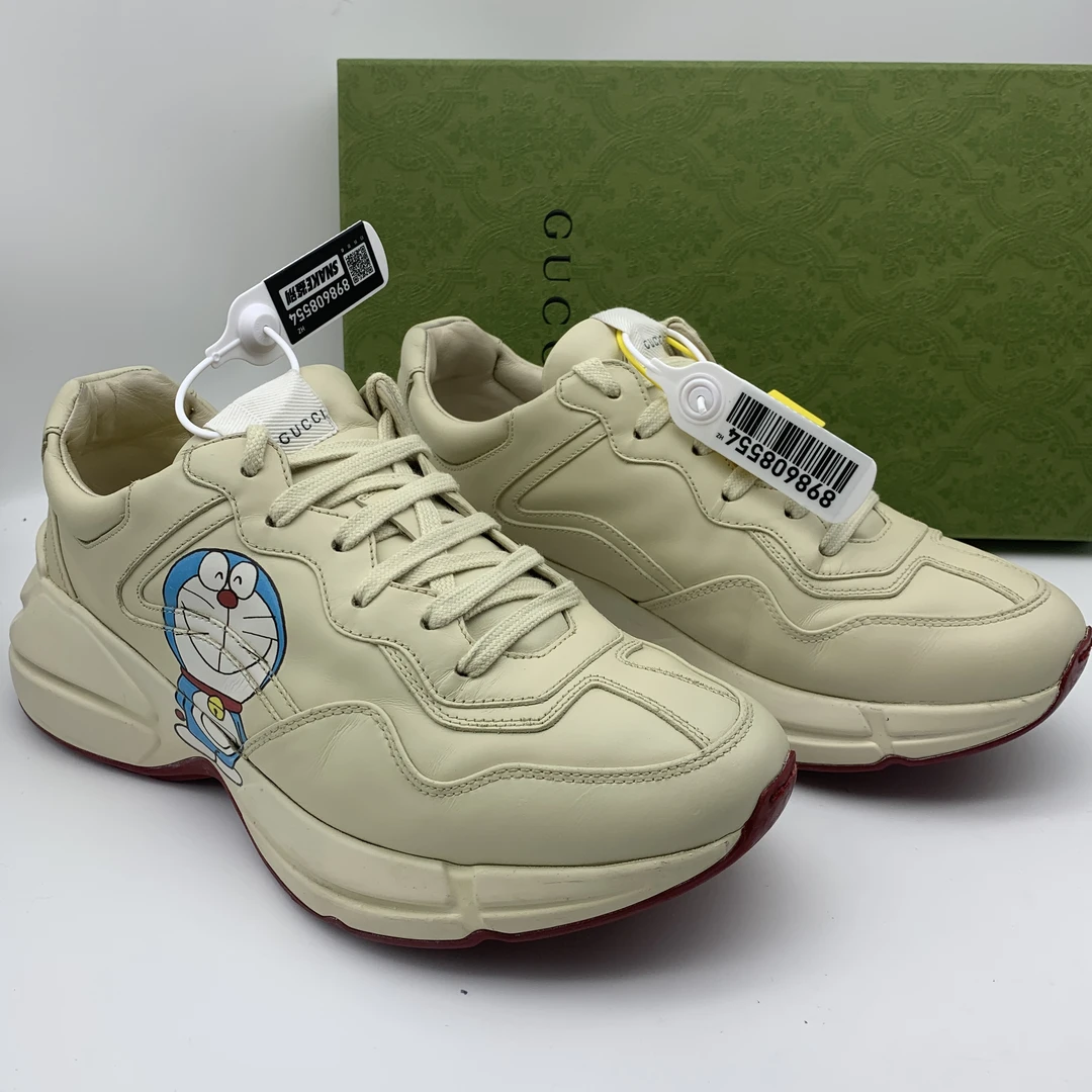 古驰/Gucci 男士米白色叮当猫时尚百搭潮流老爹鞋/95新/41欧码