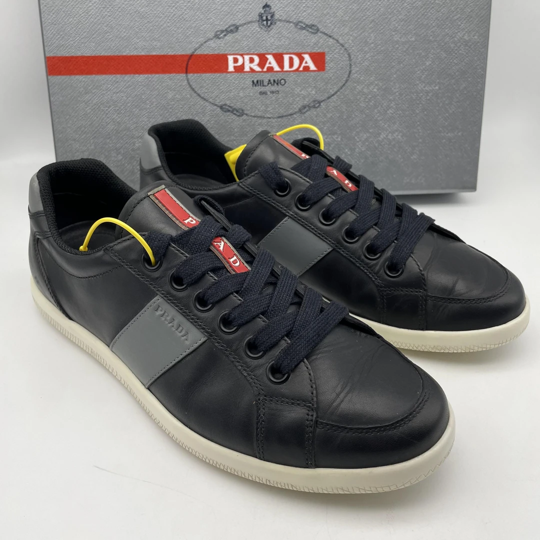 95新 Prada/普拉达 40.5欧码 二手黑色拼接舒适休闲时尚低帮板鞋