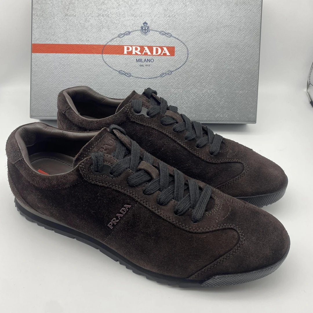 95新 Prada/普拉达 /43欧码（领星甄选）二手麂皮棕色时尚休闲鞋