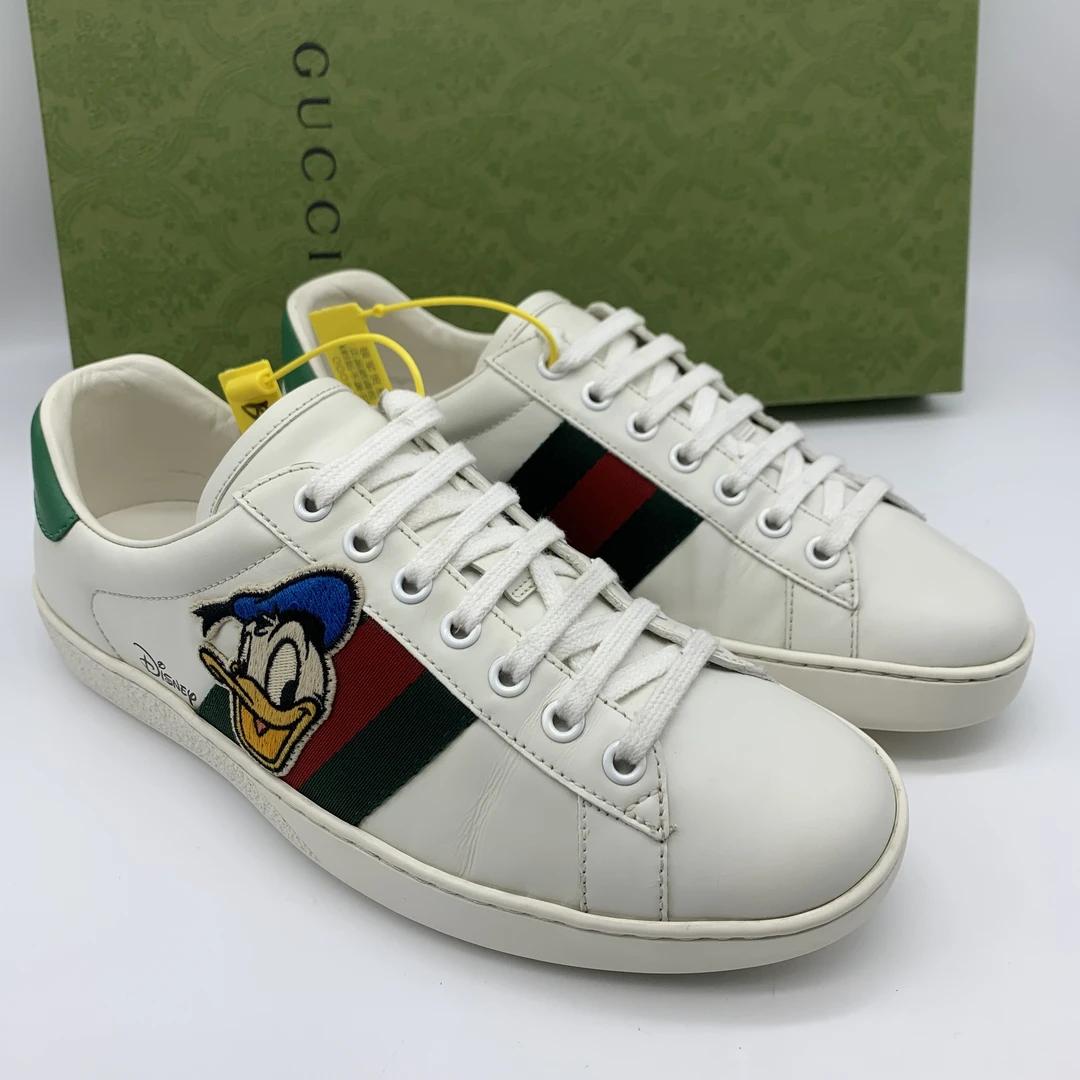 Gucci/古驰 二手男士白色刺绣款休闲时尚百搭板鞋/95新39.5码