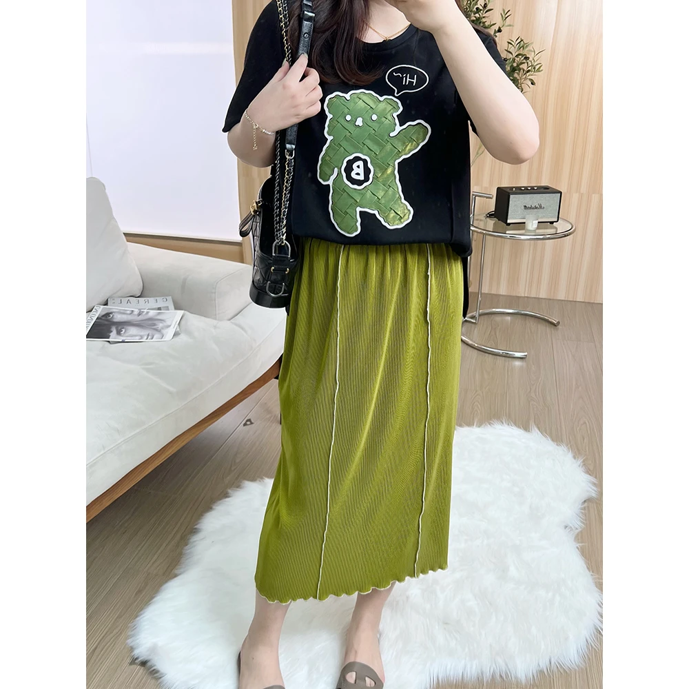 【脚趾筋】 阿黛尔密拷半裙|竖条纹肌理设计~摇曳生姿视觉压窄！