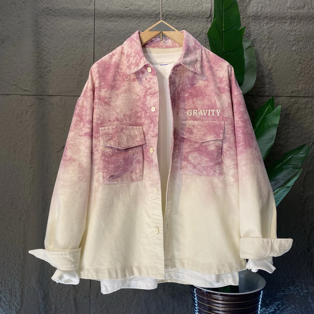 2024秋季长袖衬衫宽松男士时尚休闲设计感小众百搭痞帅男装衬衣潮