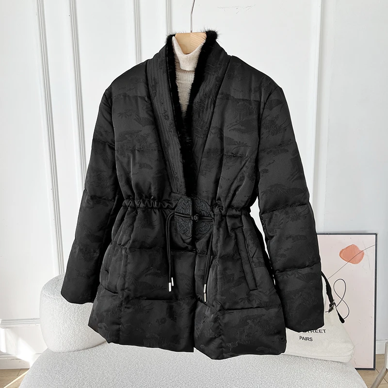 [岁白] 小酒窝新国风 重磅刺绣加厚中长款外套-72/100