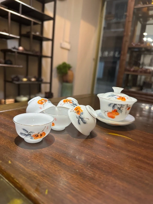 【高端冰种】柿柿如意1盖碗100cc+6杯30cc