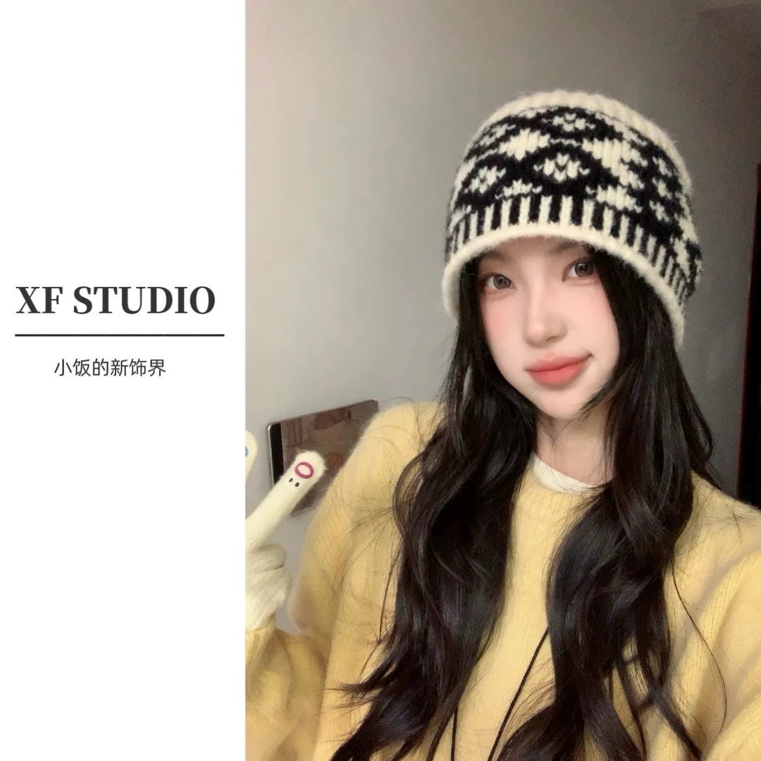 【XF STUDIO】小饭的网红针织韩版冷帽百搭加厚保暖针织韩版冷帽