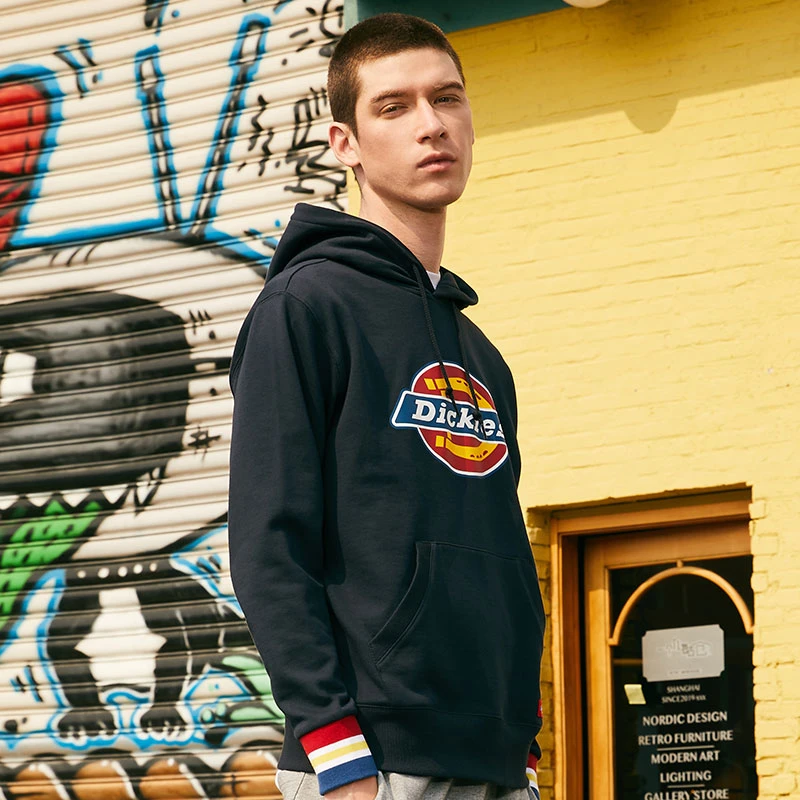 Dickies专属 Logo休闲百搭情侣款抓绒连帽卫衣 9586