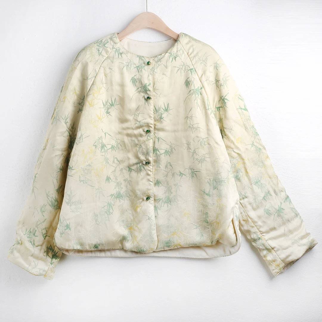 新款真丝丝绒两面穿棉服  YJHY-634001