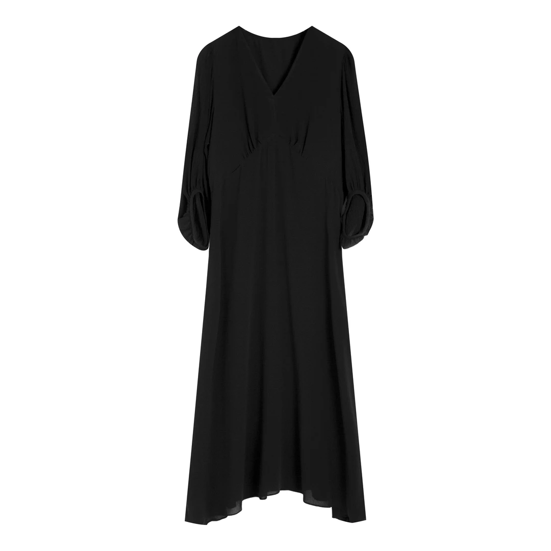 鬼绉桑蚕丝连衣裙  JDGG-BSC286显瘦