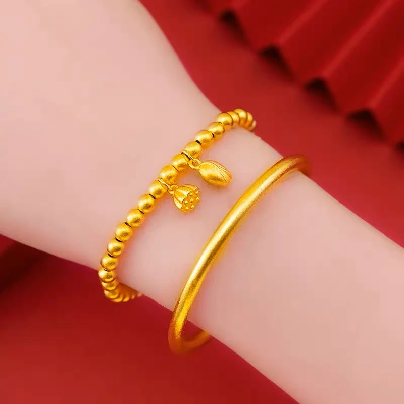 铜合金手镯 【 大阳总专属】经典镯子光面手镯磨砂女两世欢蓬莲手链