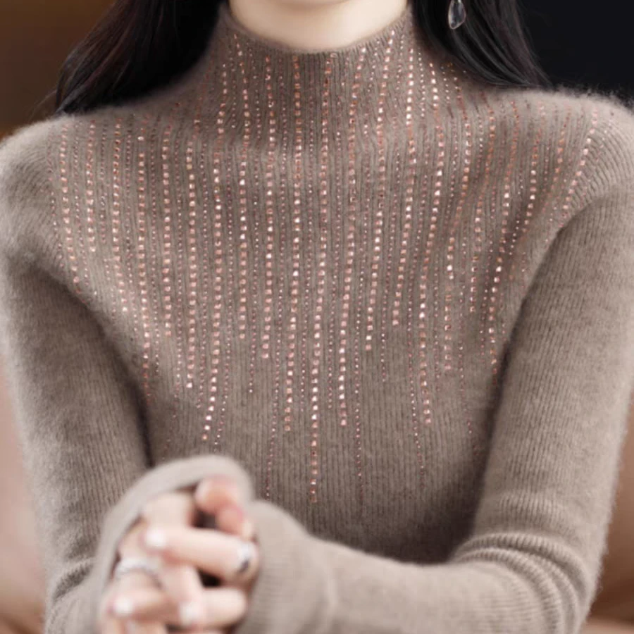 半高领羊绒衫女秋冬新款一线成衣针织打底衫套头毛衣修身上衣洋气