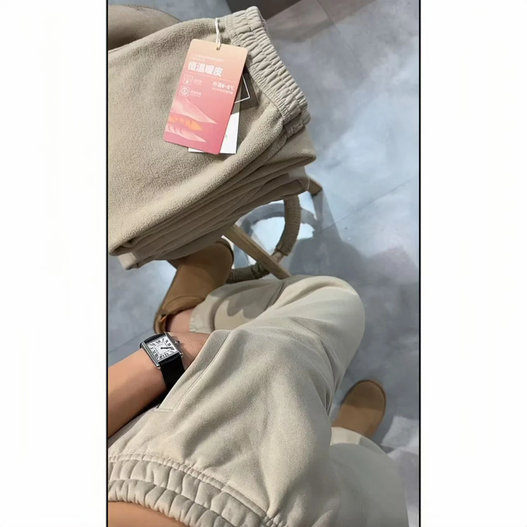 飞芊娅2024秋冬新款显瘦休闲卫裤女小个子时尚加绒加厚九分哈伦裤