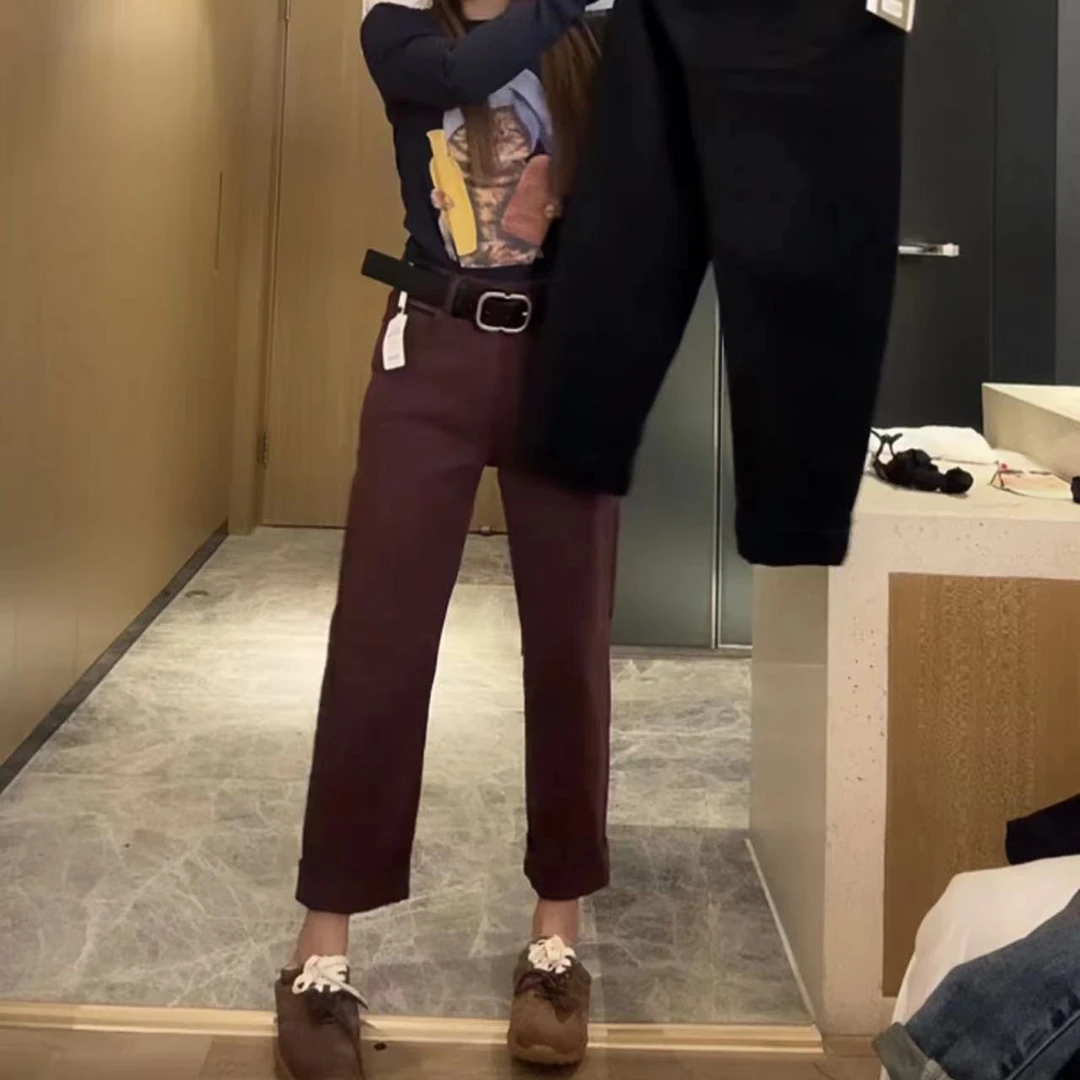 飞芊娅2024秋季新款直筒牛仔裤女微胖大码显瘦遮肉宽松九分法棍裤