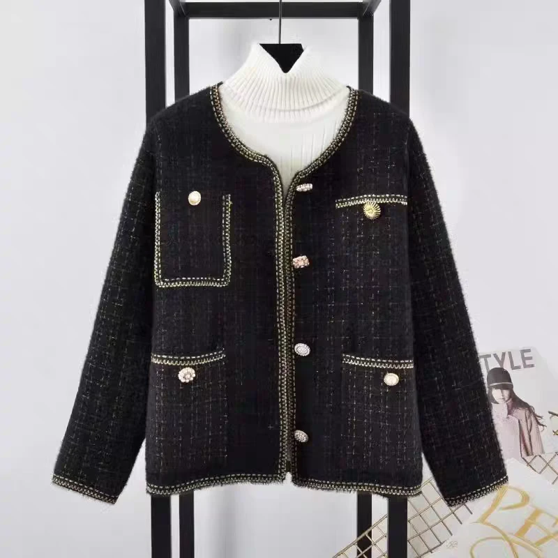 （21-30）小香风短款粗花呢外套女秋冬装新款高级感气质长袖上衣