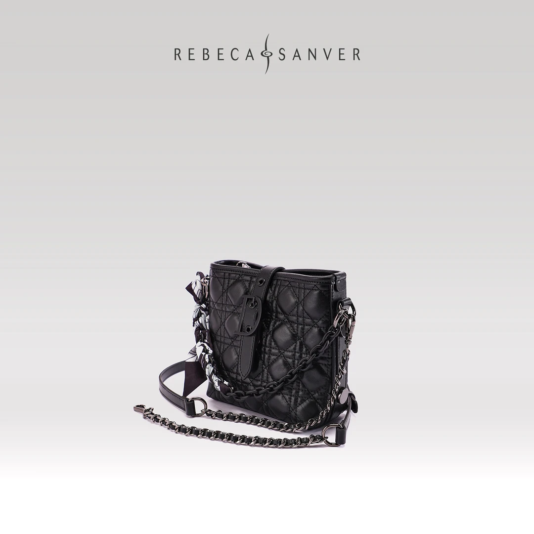 REBECA SANVER 【阳光海岸】小香风菱格水桶包单肩通勤百搭包B