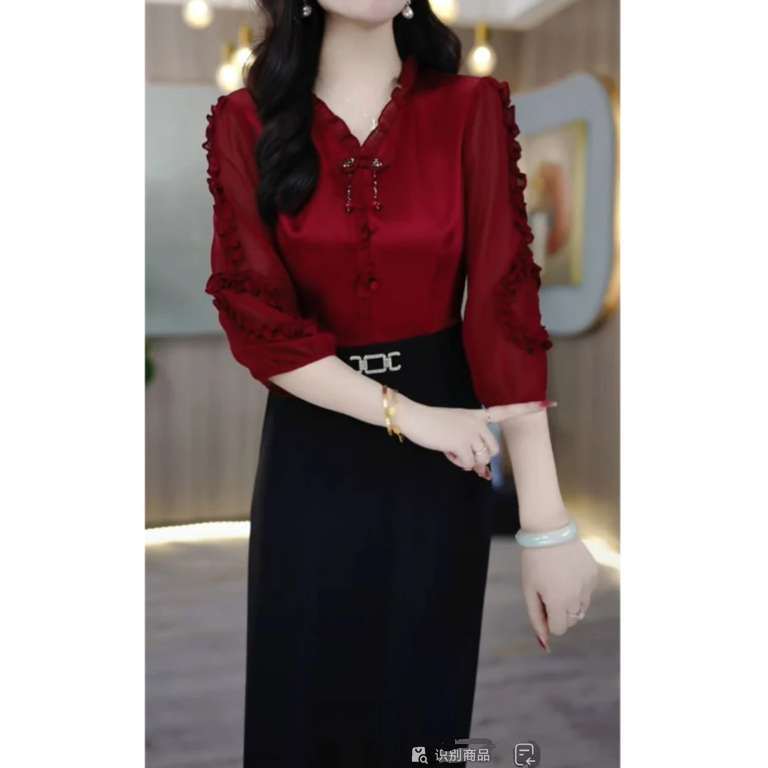 气质七分袖连衣裙女初秋2024新款爆款时尚洋气拼接遮肚阔太太9643