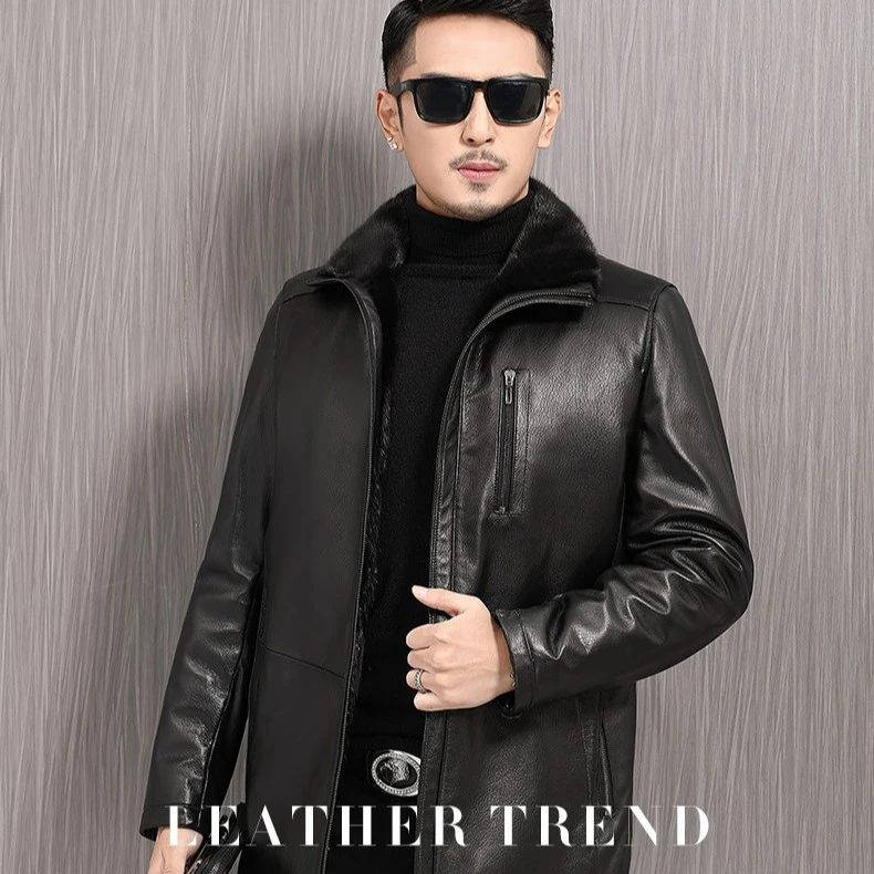 海宁男士休闲真皮皮衣保暖时尚加厚外套浮力上新