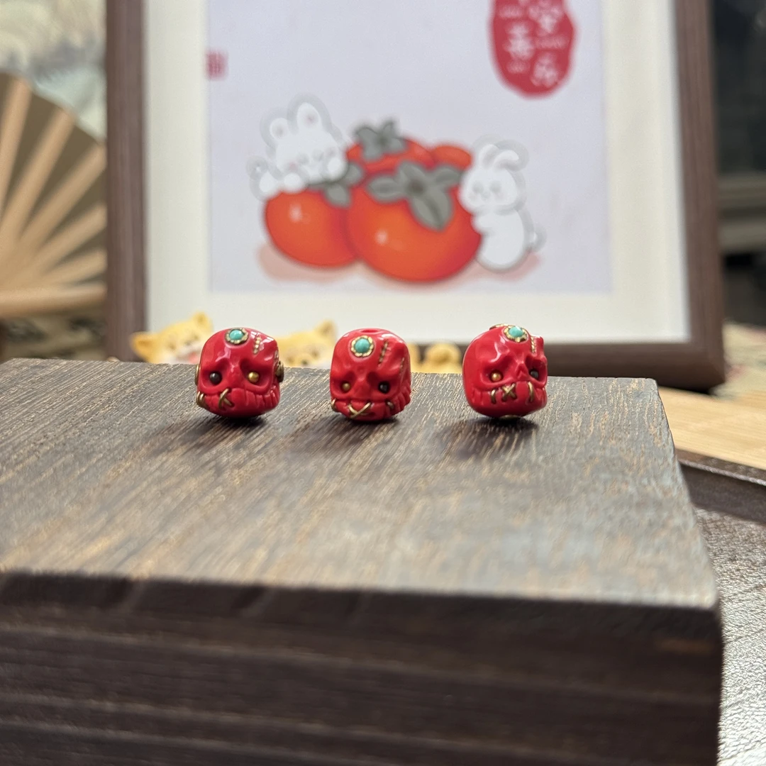 红色琉璃雪巴朋克阿呆男女文玩配饰挂饰