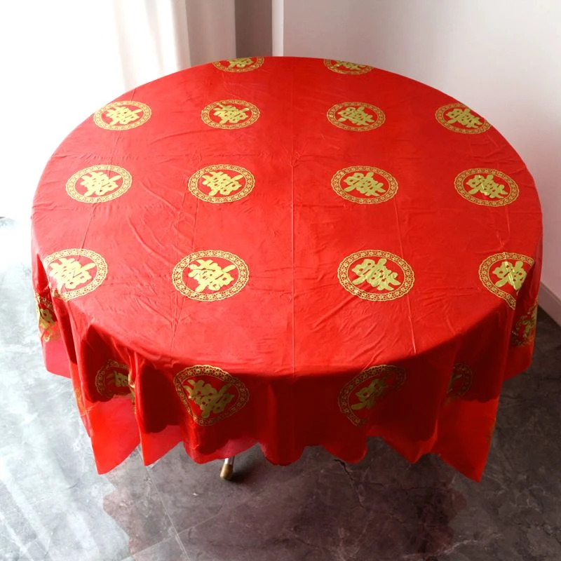 结婚一次性塑料桌布喜庆字婚宴喜庆喜事加厚酒席红色礼庆方圆桌布