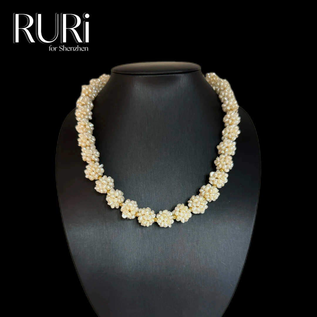 合金仿珍珠项链 设计师复古欧式短款麻花球小米珠珠项链 A1908